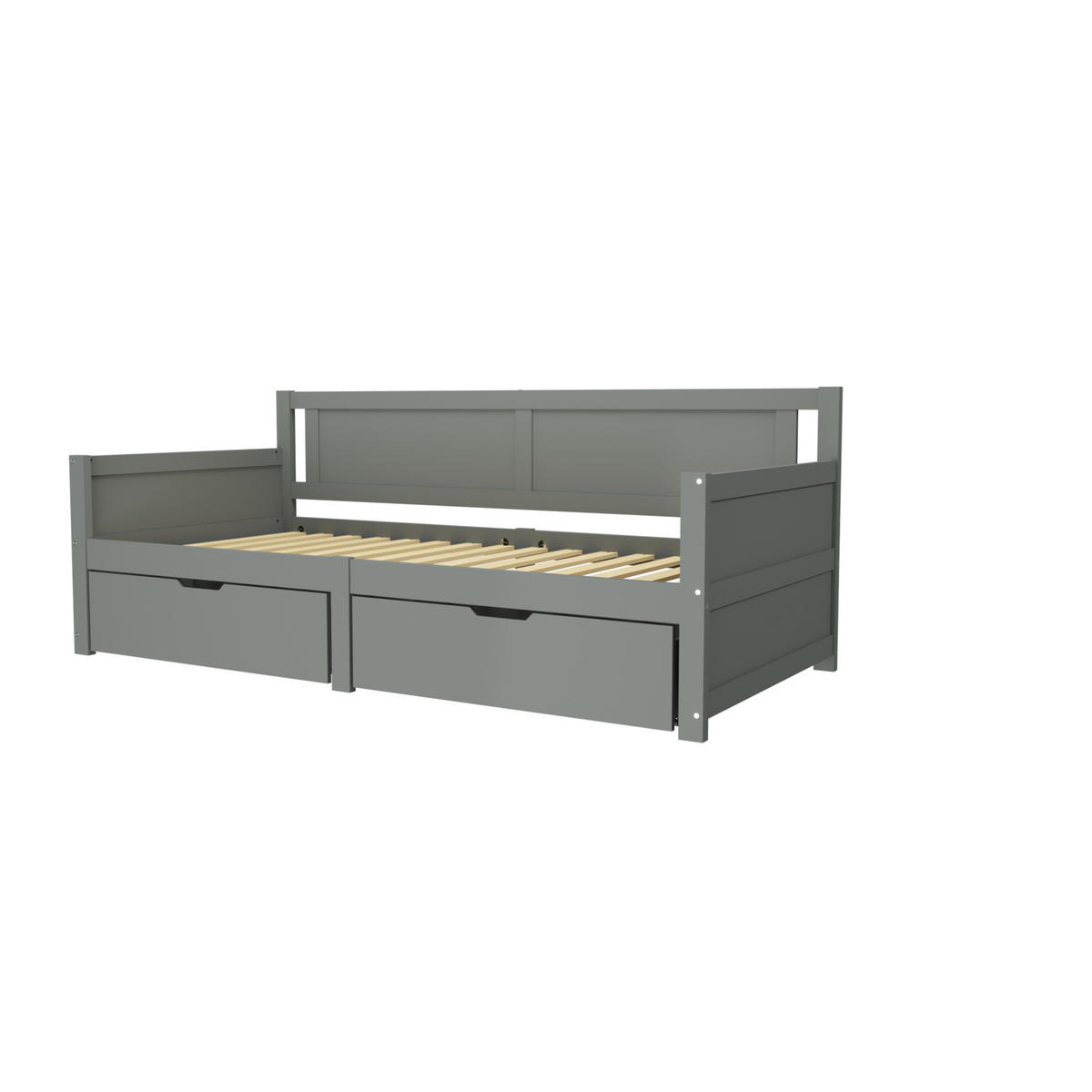 KINDERBETT 90/200 cm als Schlafsofa mit 2 Schubladen und rahmen, Grau - Grau, Holzwerkstoff (90/200cm) - Redom