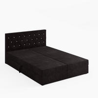 BOXBETT CRYSTAL 160/200 cm, in Schwarz, Premium Velours-Stoff, Bettkasten, Matratze, Topper - Schwarz, Textil (160/20cm) - Barchello