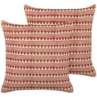 DEKOKISSEN 2er-Set Rot 45/45 cm Deglupta - Rot, Naturmaterialen/Textil (45/45cm) - Beliani