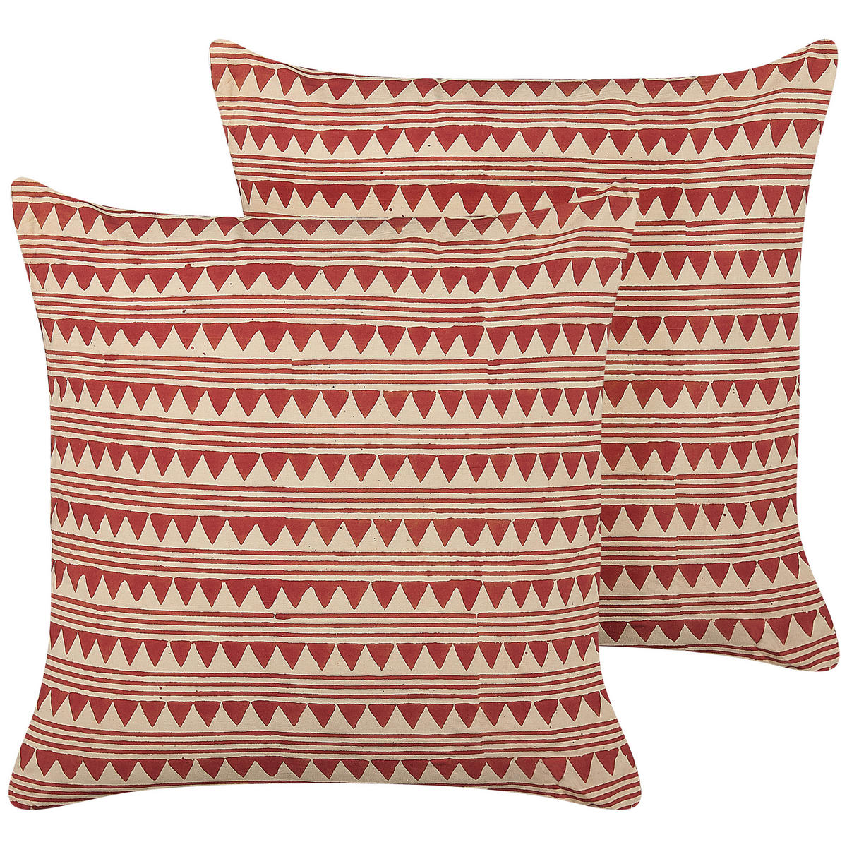 DEKOKISSEN 2er-Set Rot 45/45 cm Deglupta - Rot, Naturmaterialen/Textil (45/45cm) - Beliani