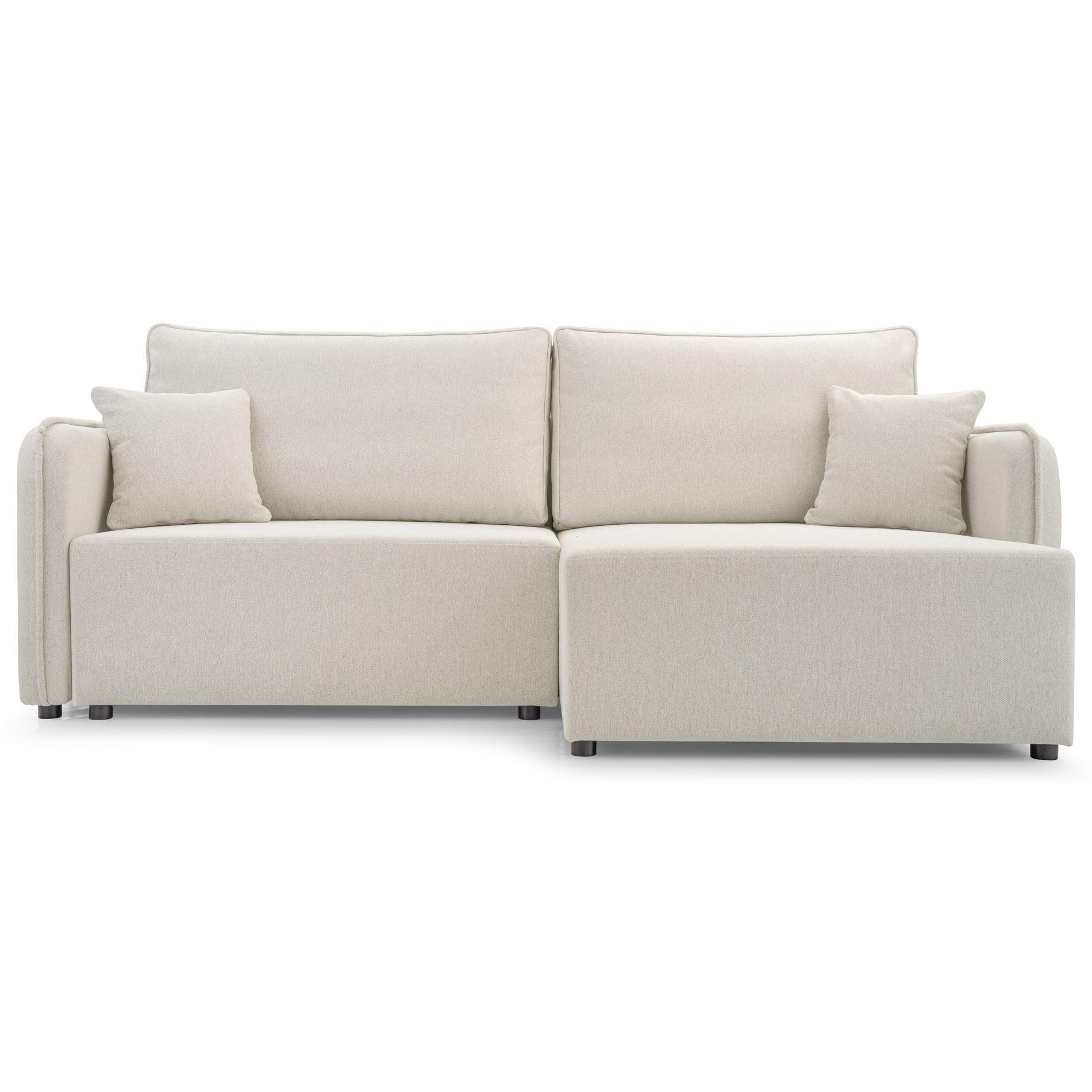 ECKSOFA Kassian, Creme Strukturstoff, rechtsseitig - Creme/Schwarz, Kunststoff/Textil (227/147cm) - Selsey