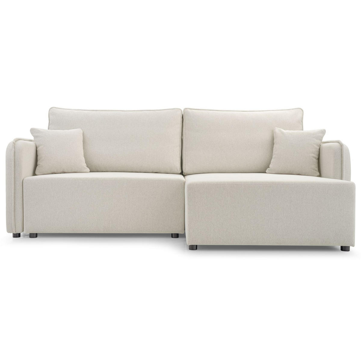 ECKSOFA Kassian, Creme Strukturstoff, rechtsseitig - Creme/Schwarz, Kunststoff/Textil (227/147cm) - Selsey