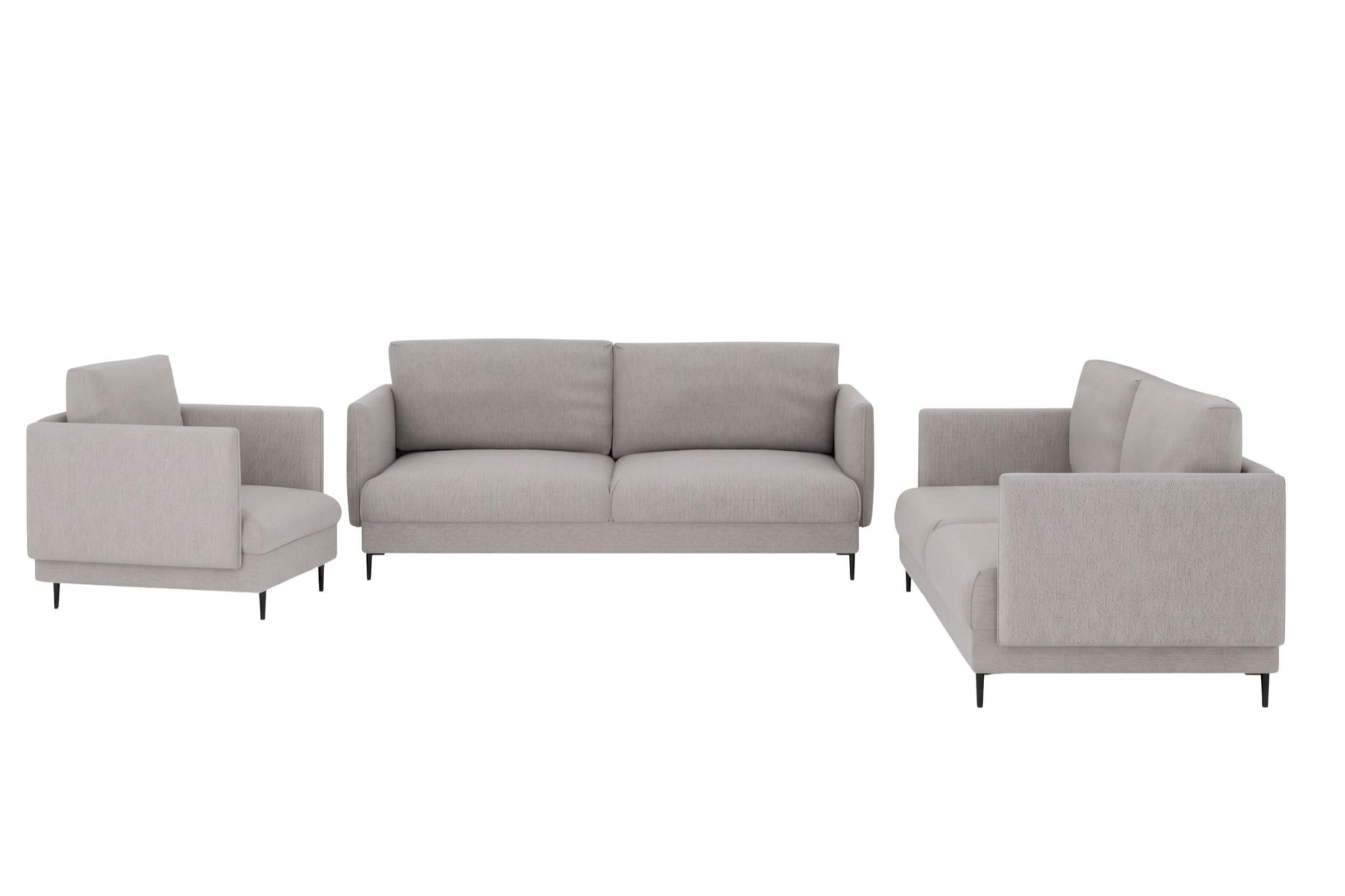 SOFASET Helmer 3-2-1 In Stoff Vibe - Grau, Holzwerkstoff/Textil (226/95/95cm) - Fun Möbel