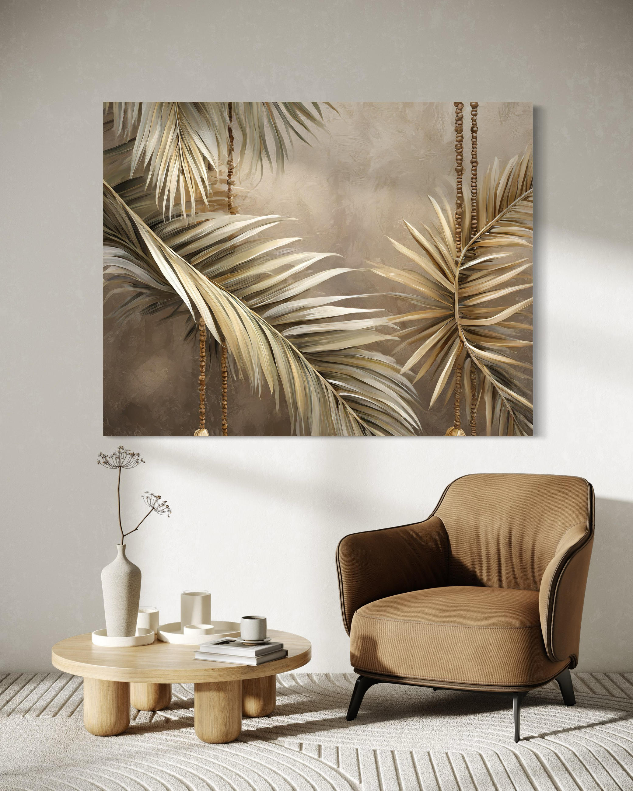 WANDBILD boho komposition - Beige, Textil (60/40cm) - Feeby