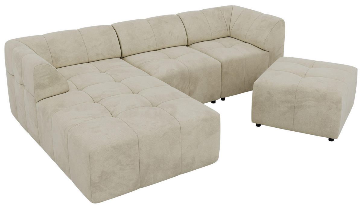ROHOVÁ SEDAČKA VORITA L 4M - Béžová Samet - Vlevo - černá/béžová, textil/plast (267/176cm) - MKS