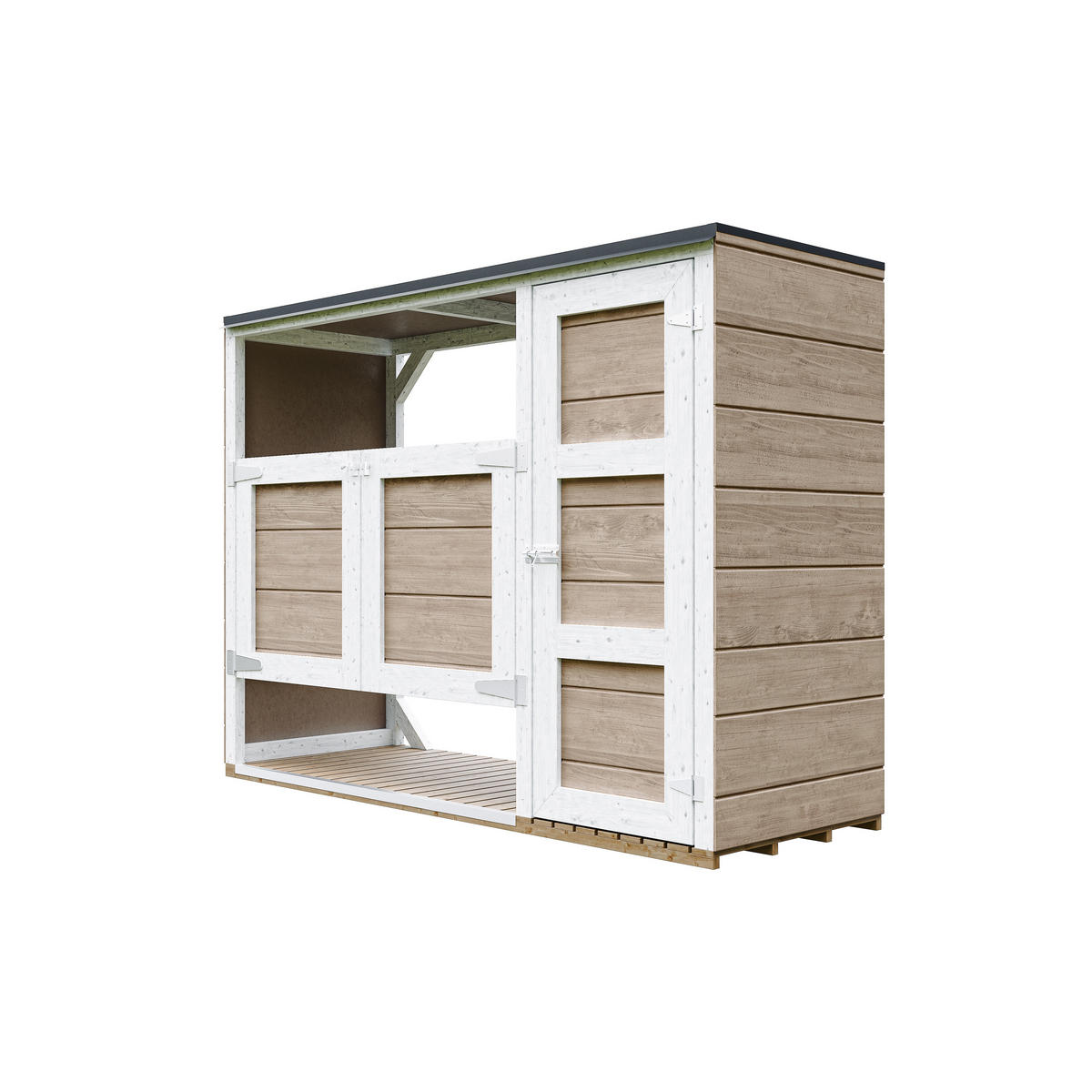 MÜLLTONNENBOX 2er 240L, Timbela M981A-TERRA BROWN, Aus Wetterfest LP Smartside Holz - Braun, Holz (217/159/75cm) - Timbela
