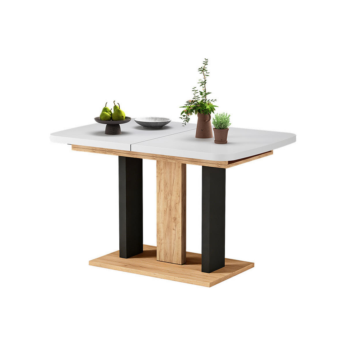 ESSTISCH Fenaro Weiß/Goldkraft Eiche 120 x 80 cm 2 Teile - Honigeiche/Weiß, Holzwerkstoff (80/120/77.3cm) - Vicco