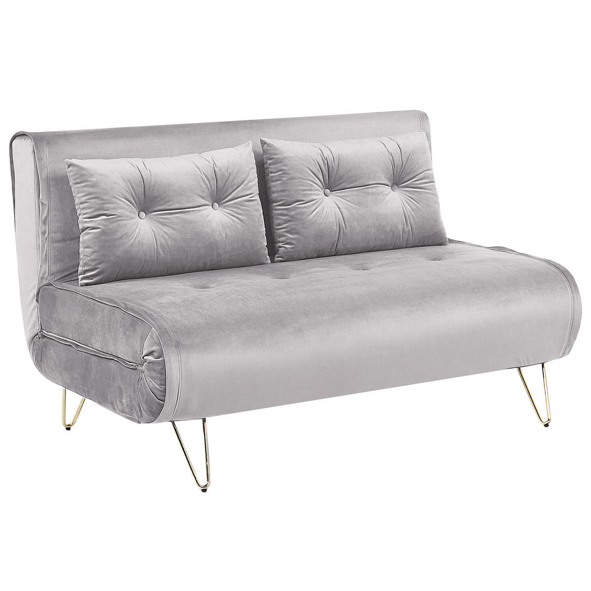 2-SITZER-SCHLAFSOFA Samtstoff Grau Vestfold - Hellgrau, Textil (130/81/78cm) - Beliani