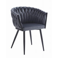 ESSZIMMERSTUHL Dunkelgrauer Velours, Gepolsterte Sitzfläche, Mit Armlehnen, Bequem Für Wohnzimmer, Küche Und Büro - Grau, Textil (64/81/61cm) - Best For Home