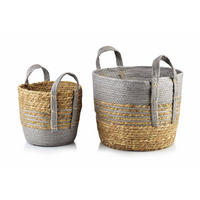 KORB Bali grau 33/33/26 cm Seegras - Grau, Naturmaterialien (33/26/33cm) - Mondex