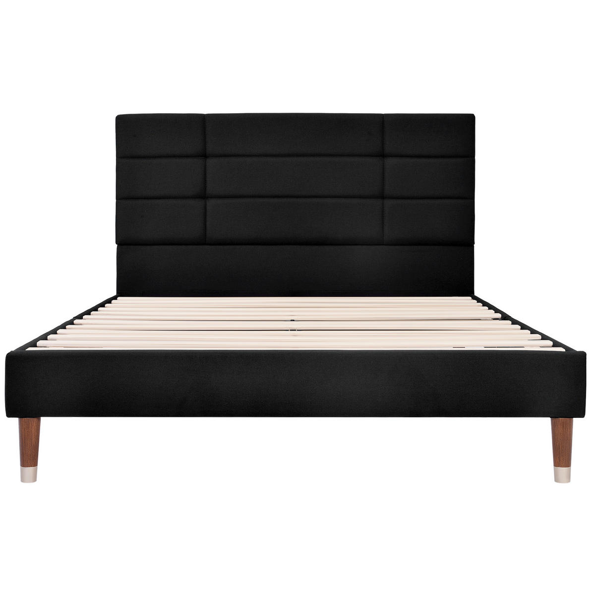 ČALOUNĚNÁ postel 140/200 cm černá z masivního dřeva s matrací a lamelovým roštem - černá, kompozitní dřevo (140/200cm) - OKWISH