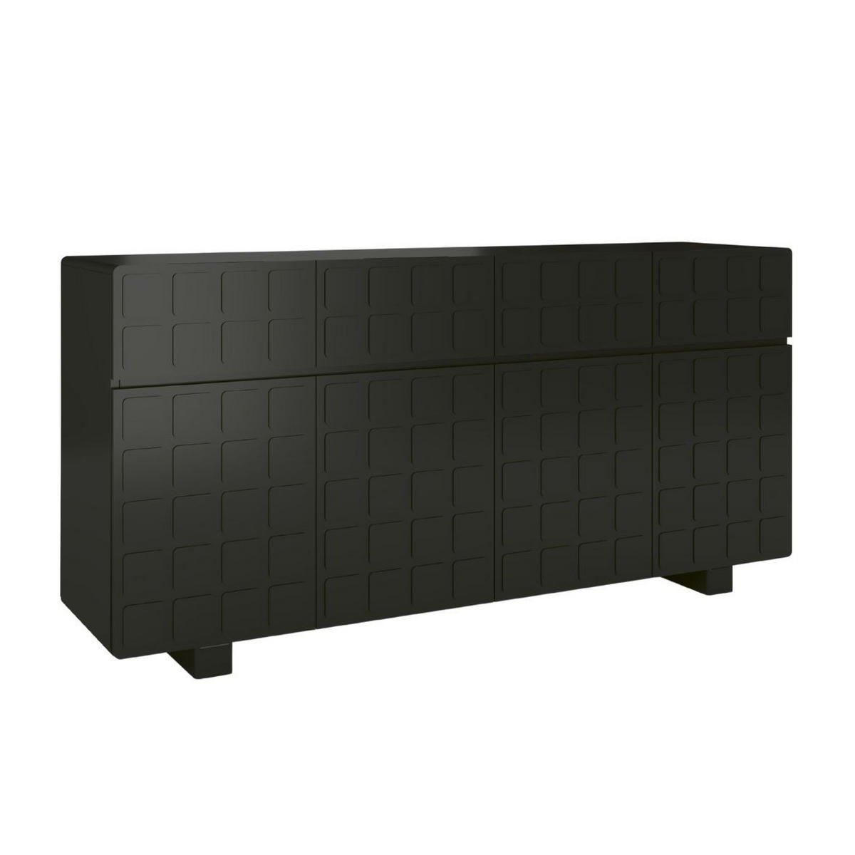 SIDEBOARD Cubo Long, Geometrische 3D Fronten, 169 cm, Schwarz - Schwarz, Holz/Holzwerkstoff (168.9/83.8/41.8cm) - Skandica