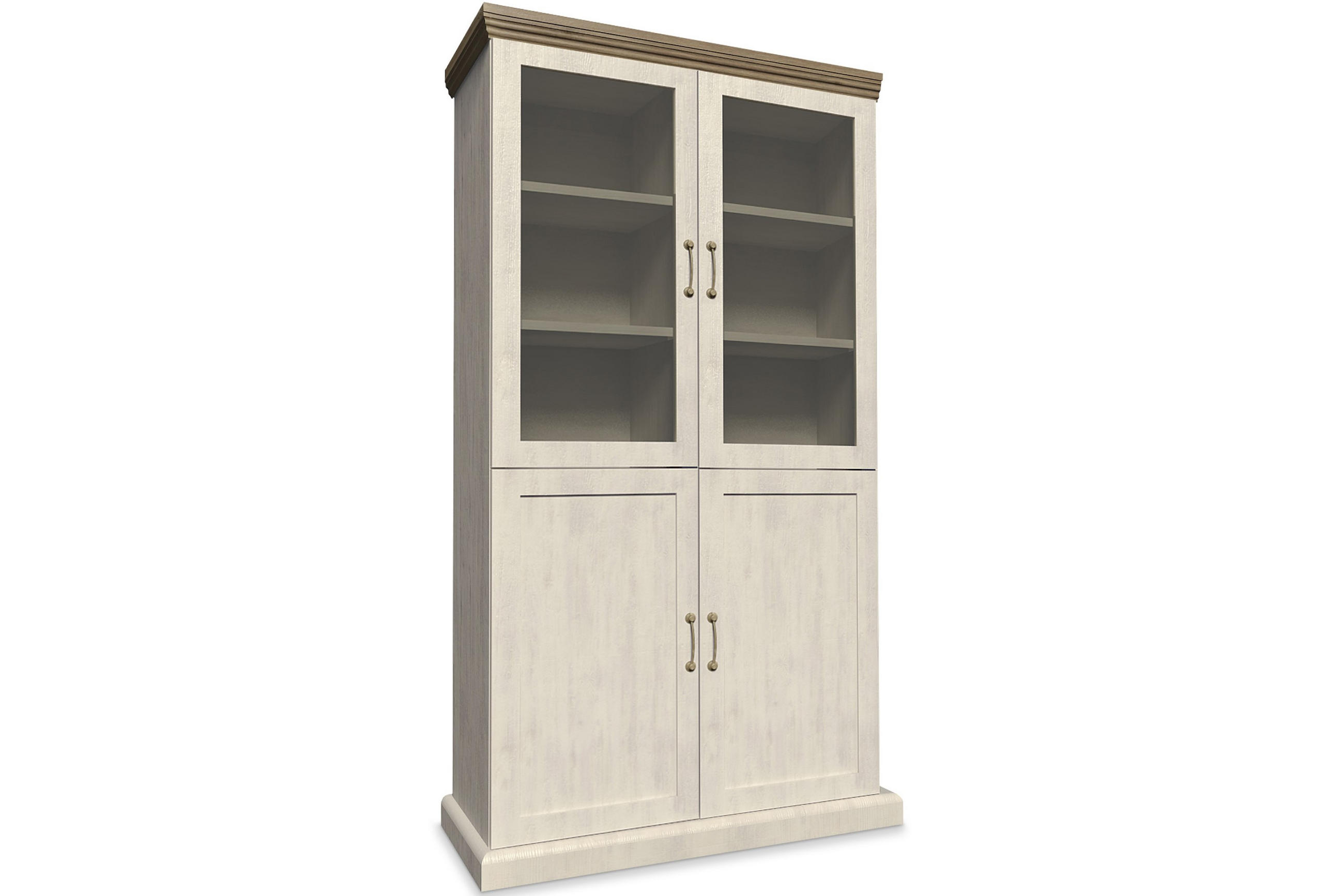 VITRINENSCHRANK ARVEN mit Türen und Einlegeböden, Cremeweiß - Eichefarben/Creme, Holz (87/187/39cm) - KONSIMO®