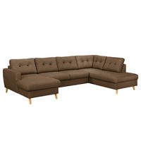 WOHNLANDSCHAFT mit Longchair - Dunkelbraun/Mokka, Textil (290/90/200cm) - home24