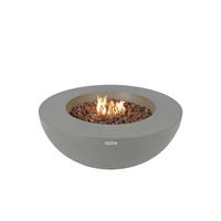 FEUERTISCH LUNAR BOWL Gasfeuerstelle aus GFRC-Beton 107/107/ 40cm - Hellgrau, Naturmaterialien (107/40/107cm) - Elementi