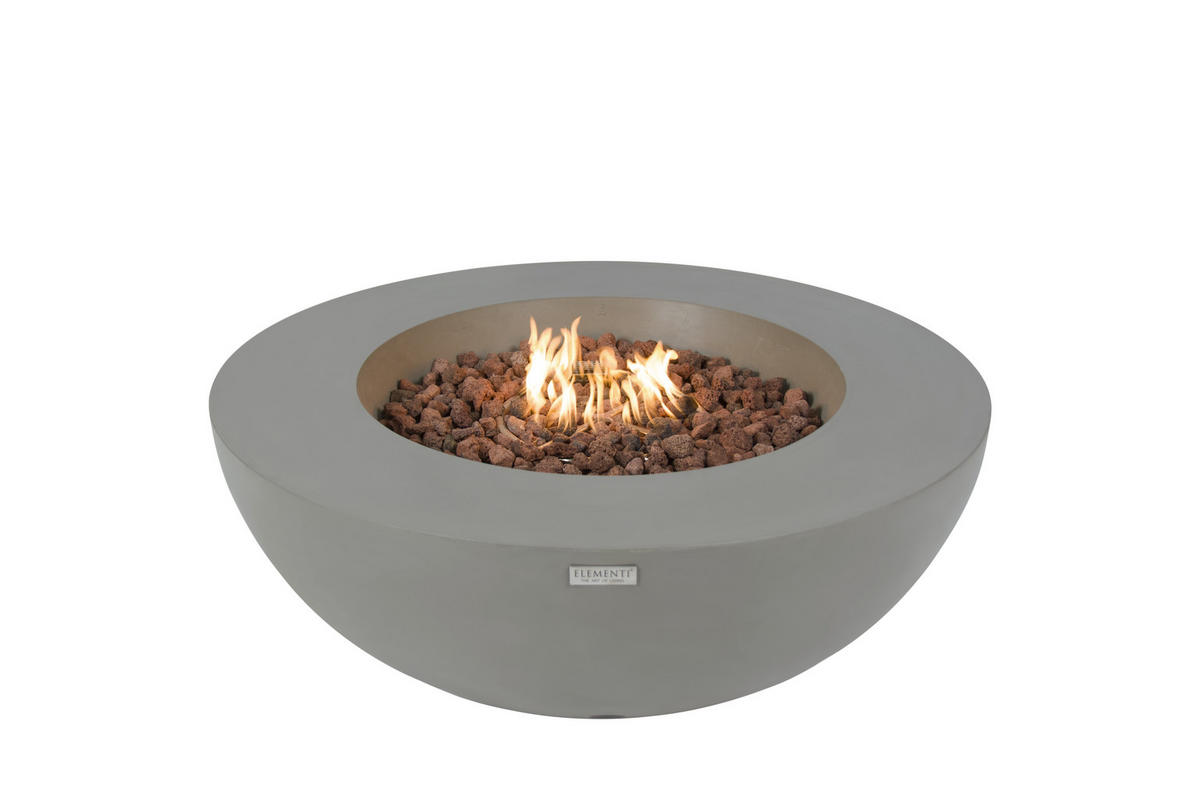 FEUERTISCH LUNAR BOWL Gasfeuerstelle aus GFRC-Beton 107/107/ 40cm - Hellgrau, Naturmaterialien (107/40/107cm) - Elementi