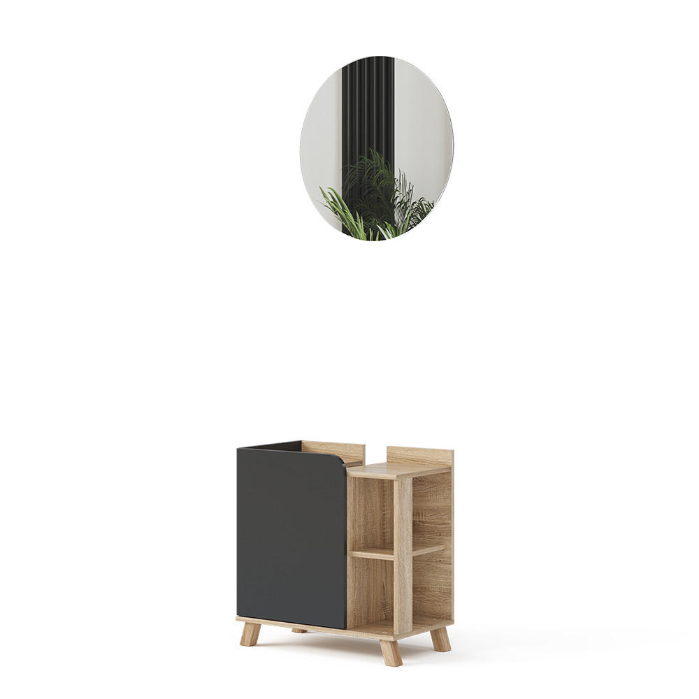 BADMÖBEL-SET Karen Anthrazit 2 Teile - Anthrazit, Holzwerkstoff (60/65/35cm) - Vicco