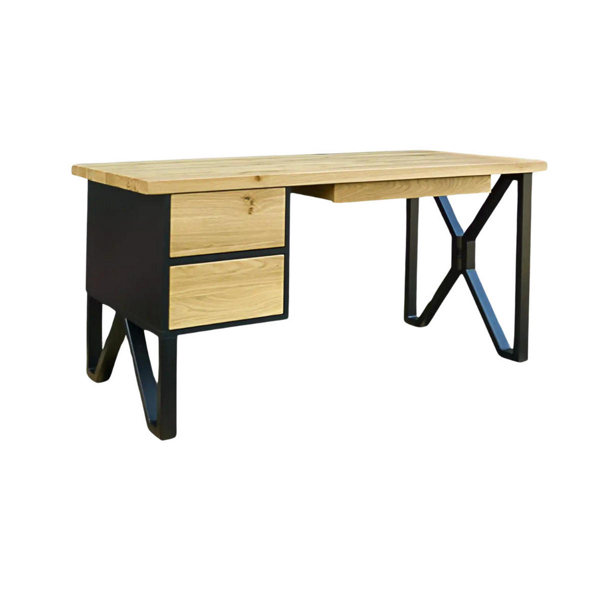 SCHREIBTISCH auf Metallbeinen fürs Büro GORAN - Eichefarben, Holz (70/150/75cm) - Rawood Furniture