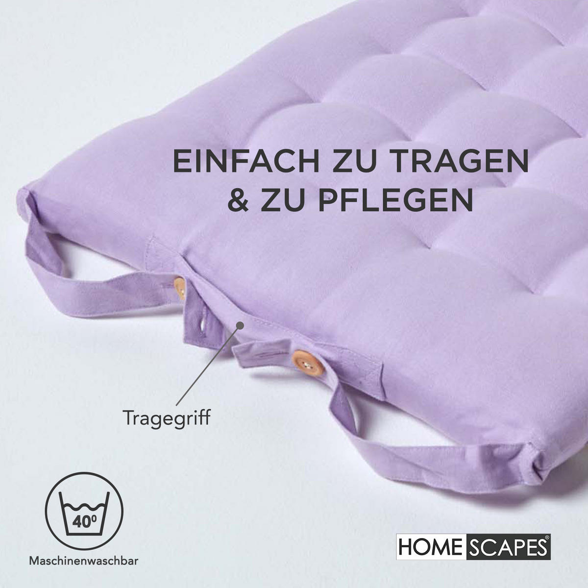 STUHLKISSEN 4er-Set flieder 40/40/6,5 cm - Flieder, Textil (40/40/6.5cm) - Homescapes