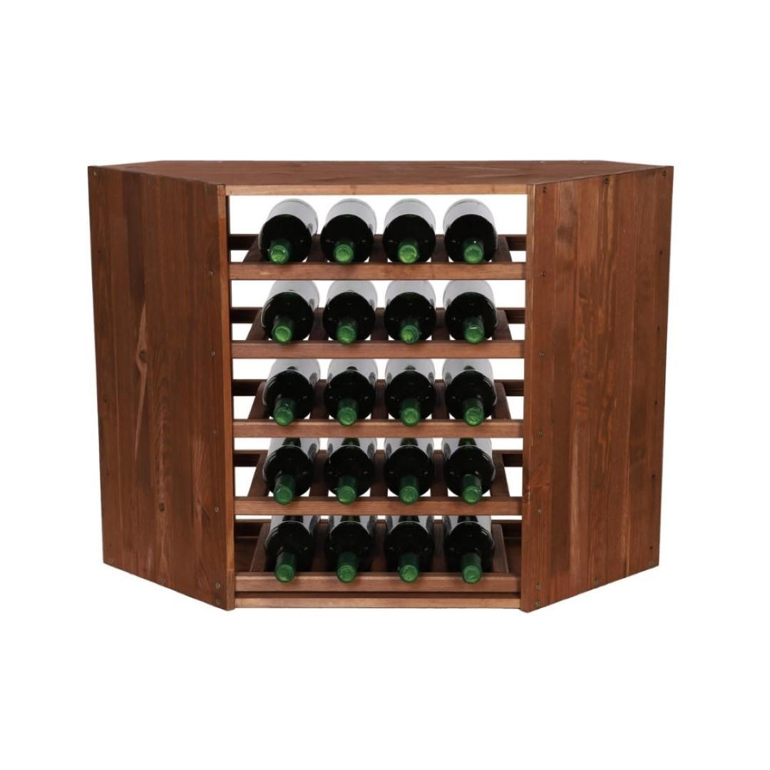 WEINREGAL Vincellar Mod 60x30x30 cm Eckmodul Für 18 Flaschen Massives Kiefernholz Braun Geölt - Braun, Holz (30/60/30cm) - PROREGAL