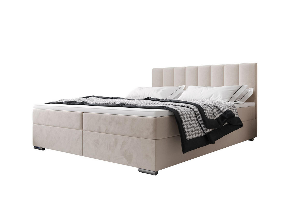 BOXBETT ZILANO 2 mit Matratze H3 und Topper 140x200 Itaka 16 - Creme, Holz/Textil (140/200cm) - Bedante