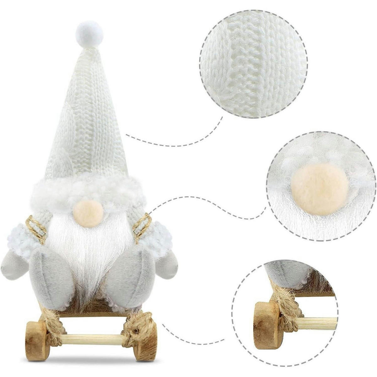 WEIHNACHTSWICHTEL 3er Set weiß Fell - Weiß, Fell (11.4/19.1/19.1cm)