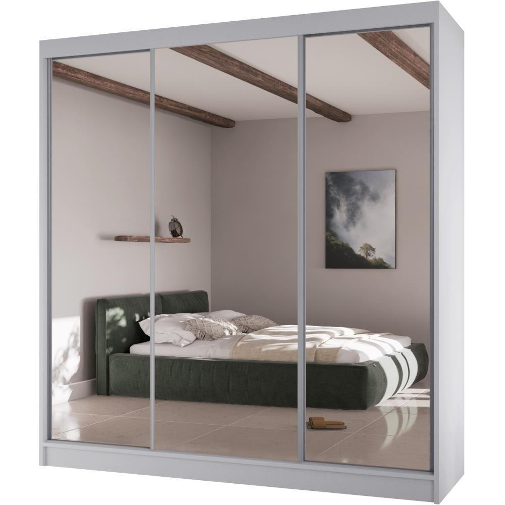 Beautysofa Schwebetürenschrank Weiß 200x215x61 cm