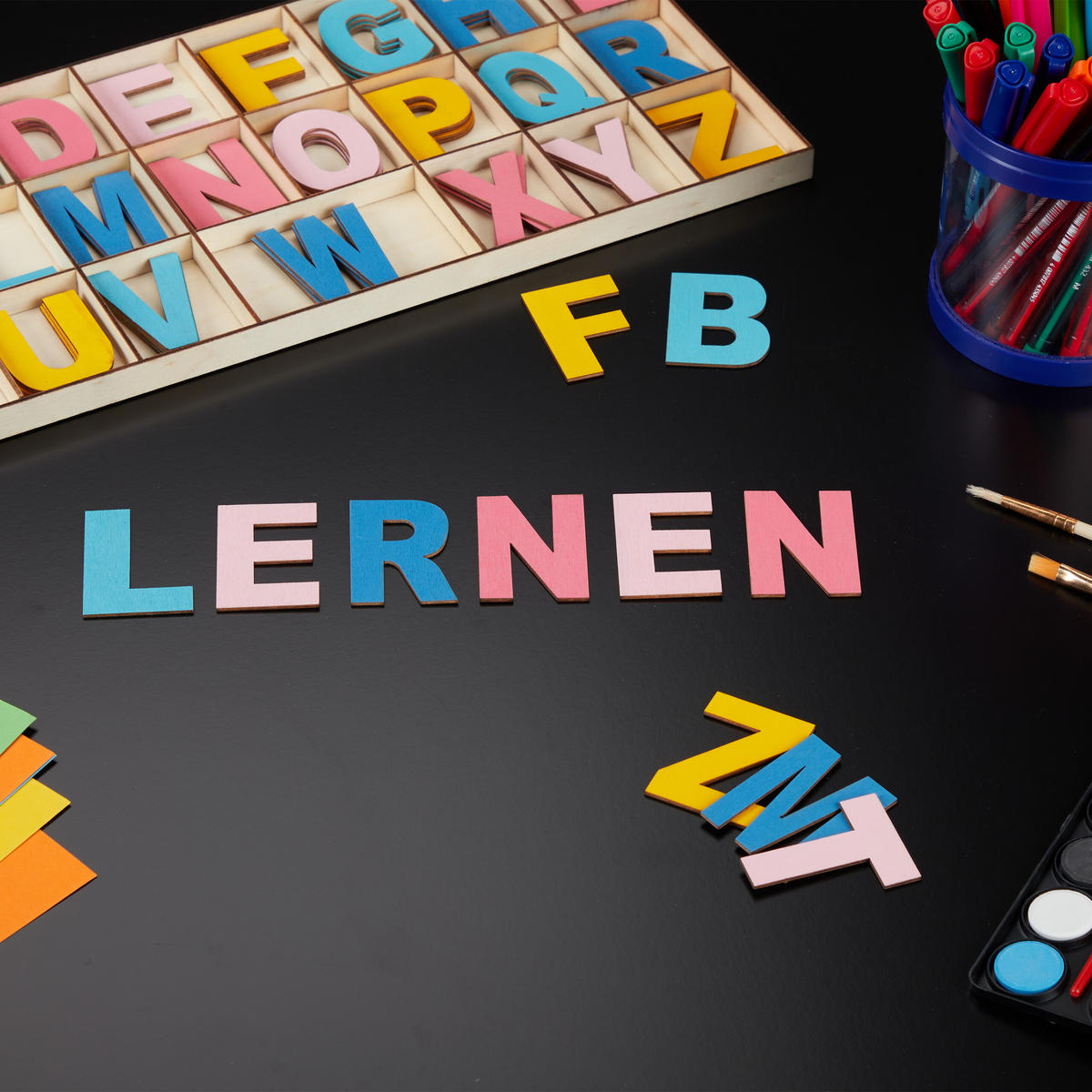 104-TLG.HOLZBUCHSTABEN-SET - Multicolor, Holz (41/17.5cm) - Relaxdays