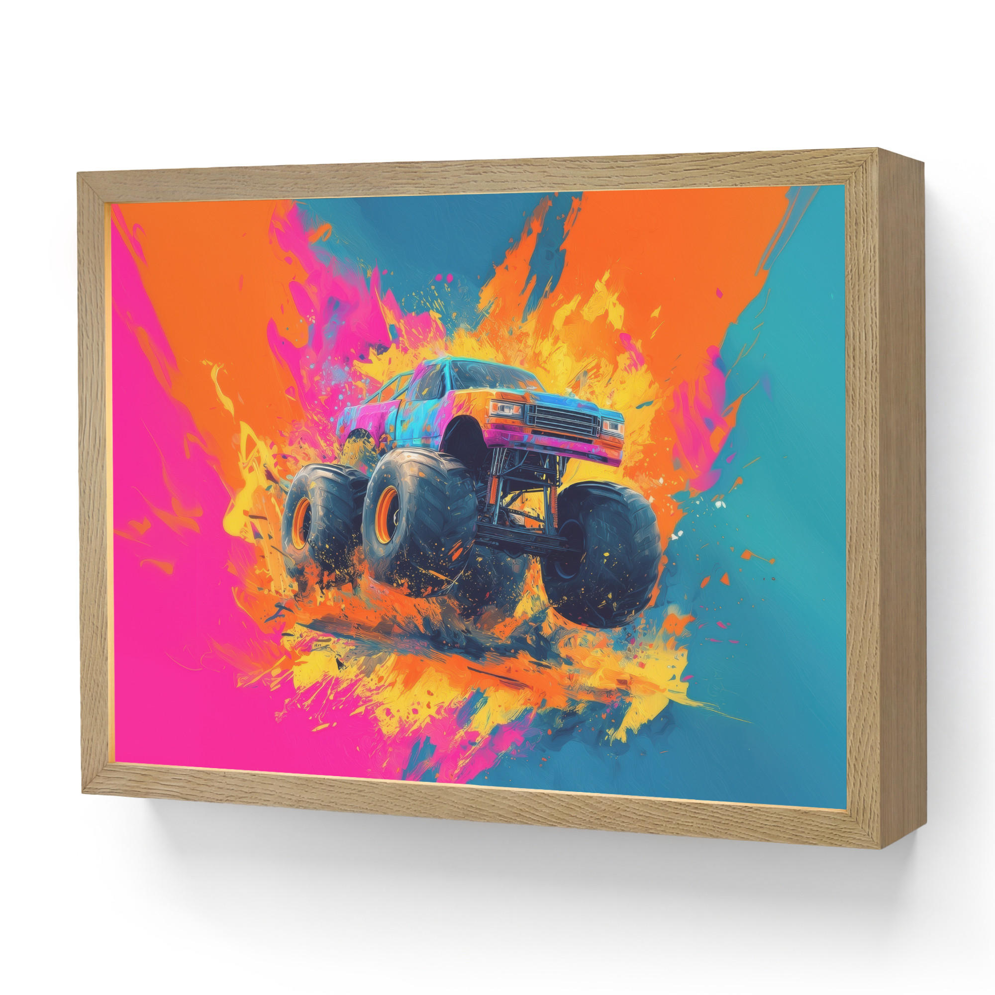 OnlyWow DOBÍJECÍ NOČNÍ LAMPIČKA Monster truck - Abstraktní - Stříkající barva - Barevné 40x30 cm
