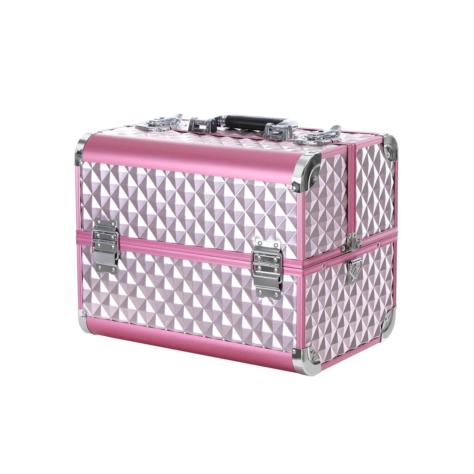 KOSMETIKKOFFER MIT DIAMANTMUSTER - Pink, Holzwerkstoff (28/23/36cm) - Hansiro