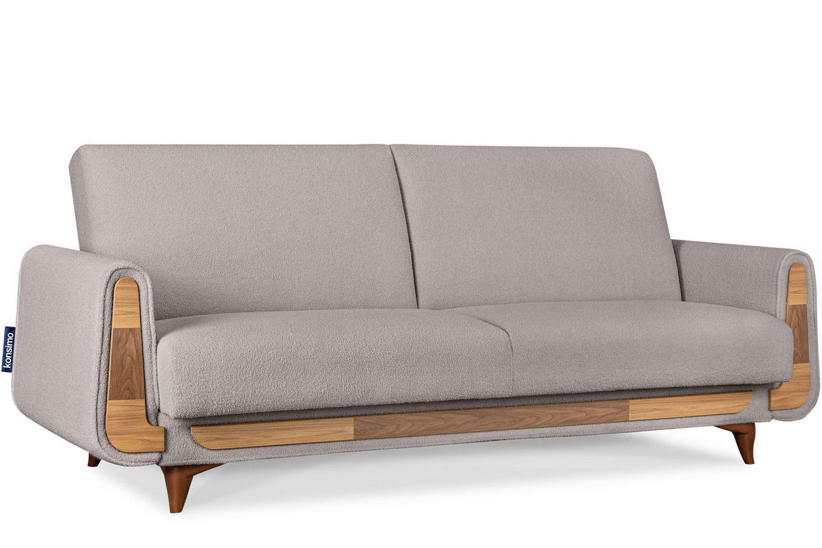 3-SITZER-SCHLAFSOFA GUSTAVO mit Armlehnen, grau - Braun/Grau, Holz/Holzwerkstoff (230/98/98cm) - KONSIMO®