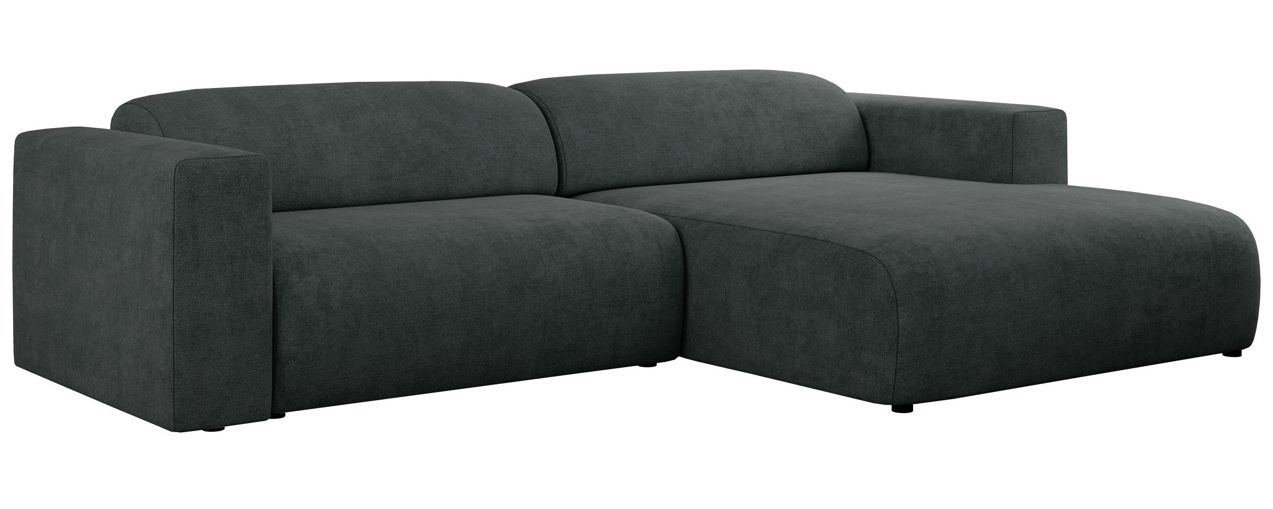 ECKSOFA PASADENA Dunkelgrau Struktur - Rechts Seite - Dunkelgrau/Schwarz, Kunststoff/Textil (180/288cm) - MKS