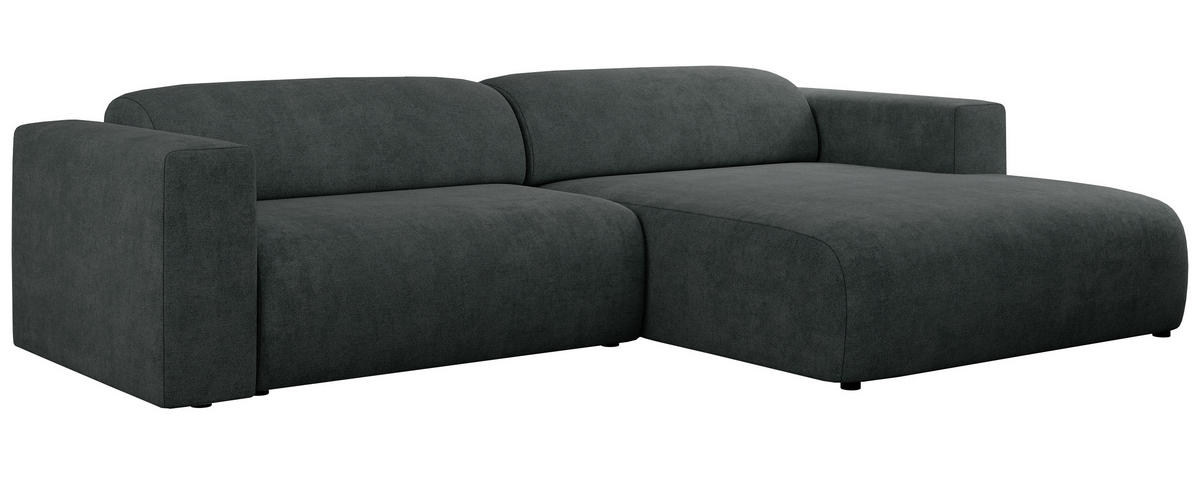 ECKSOFA PASADENA Dunkelgrau Struktur - Rechts Seite - Dunkelgrau/Schwarz, Kunststoff/Textil (180/288cm) - MKS