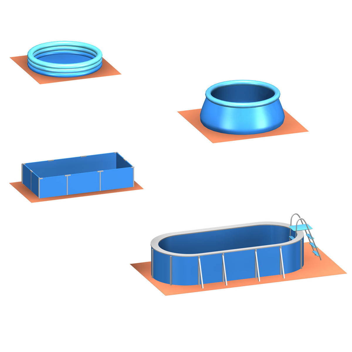 POOLMATTEN 1,9m² 8 EVA Matten 50 cm Terra cotta - Orange, Kunststoff (50/50cm) - eyepower