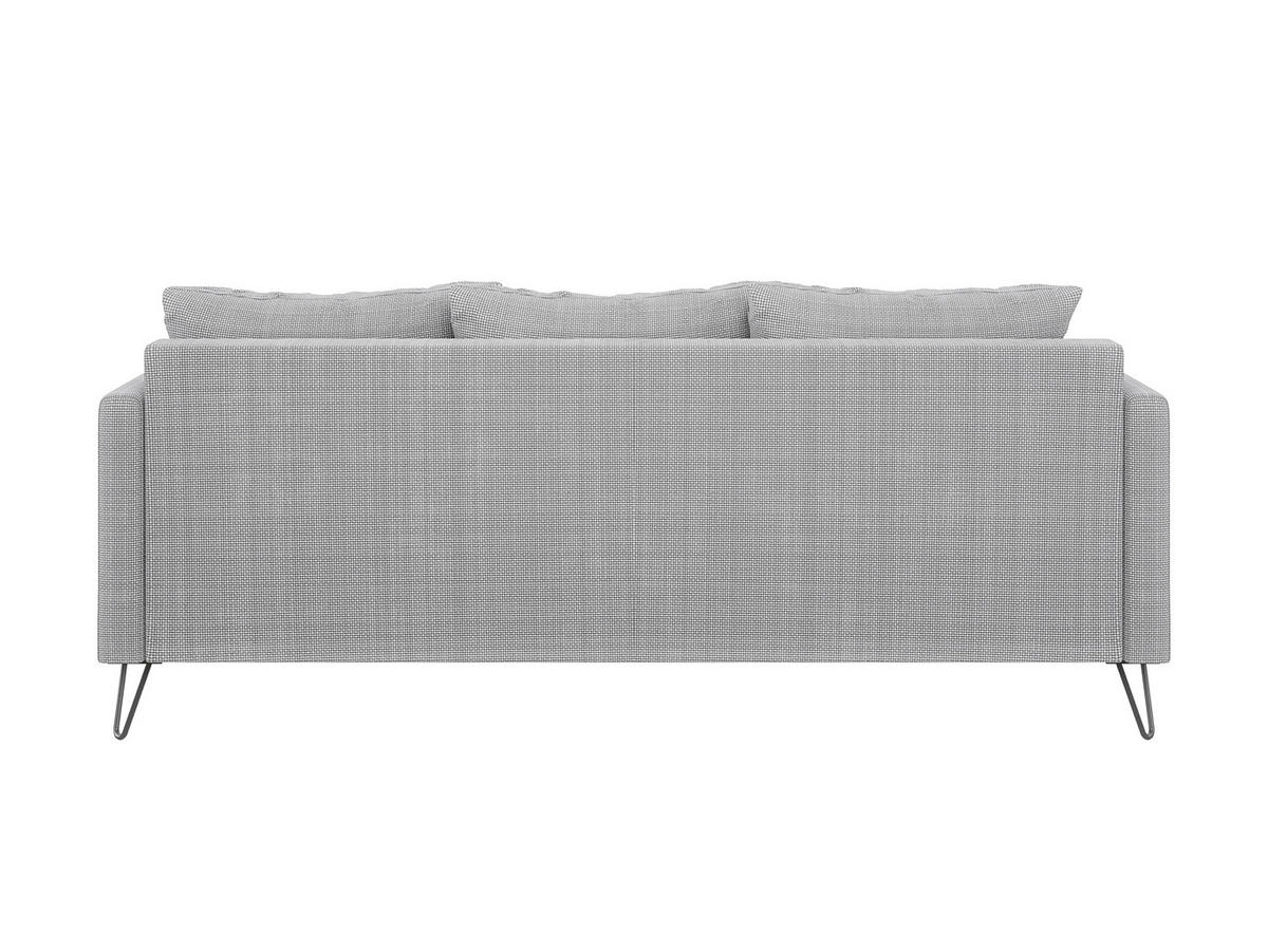 3-SITZER-SOFA Harmony Hellgrau Chenille - Hellgrau/Schwarz, Textil/Metall (200/85/100cm) - S-Style Möbel