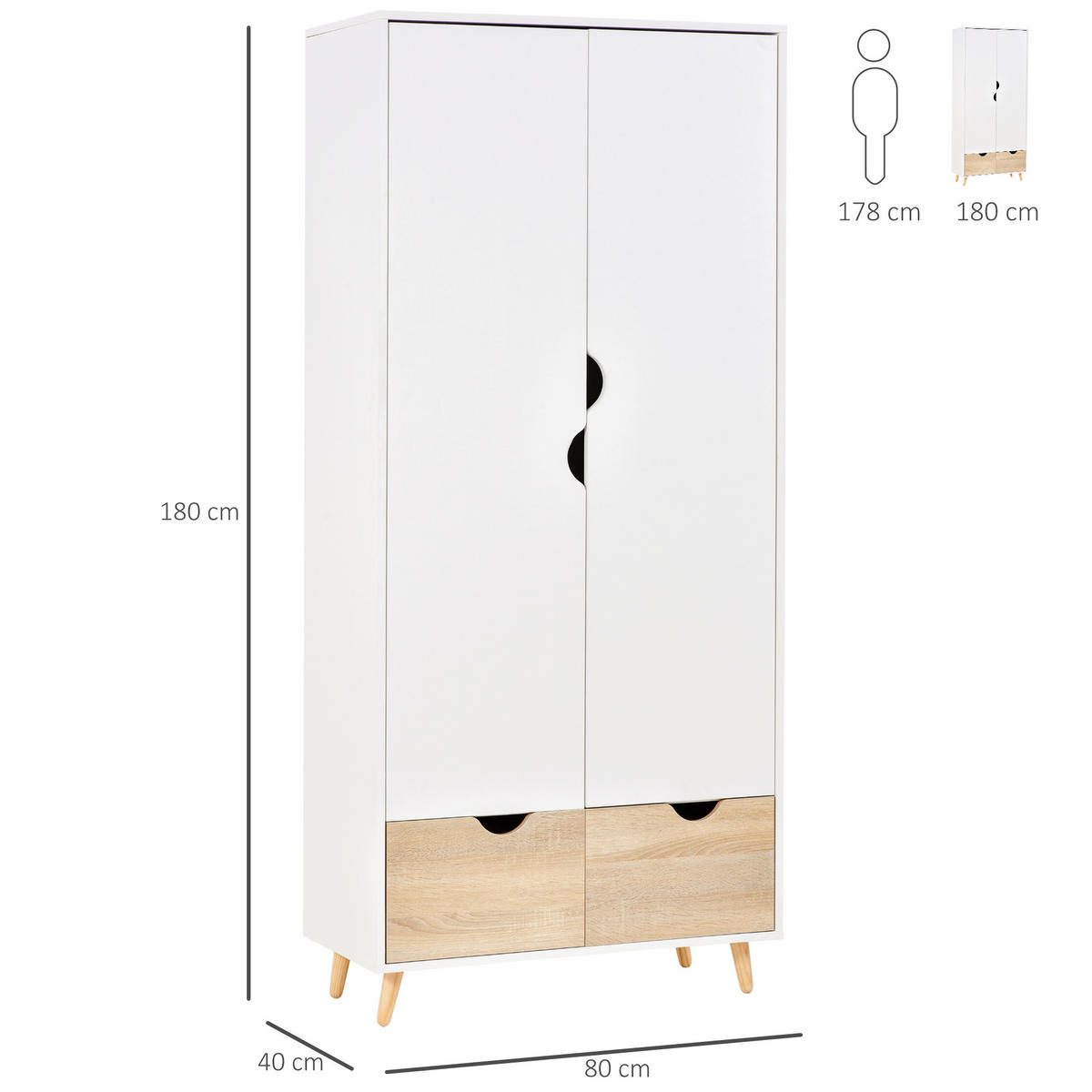 KLEIDERSCHRANK Multicolor 1 Stück - Multicolor, Holzwerkstoff (40/180/80cm) - GiPP