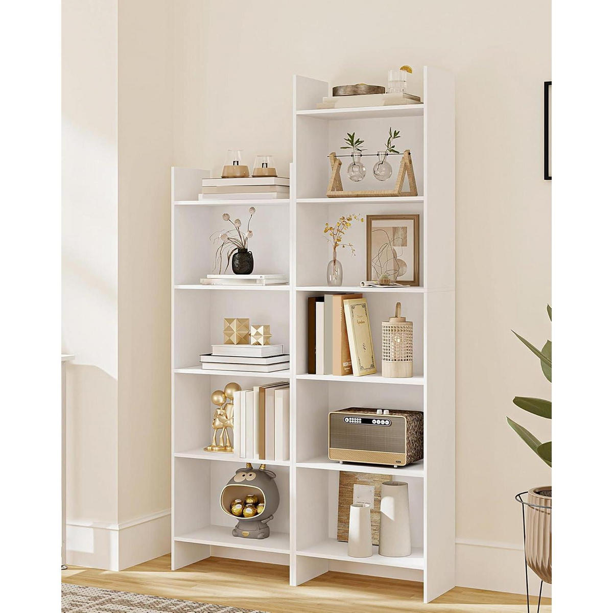 BÜCHERREGAL 5 Fächer 24 x 50 x 140 cm Weiß - Weiß, Holzwerkstoff (50/140/24cm)