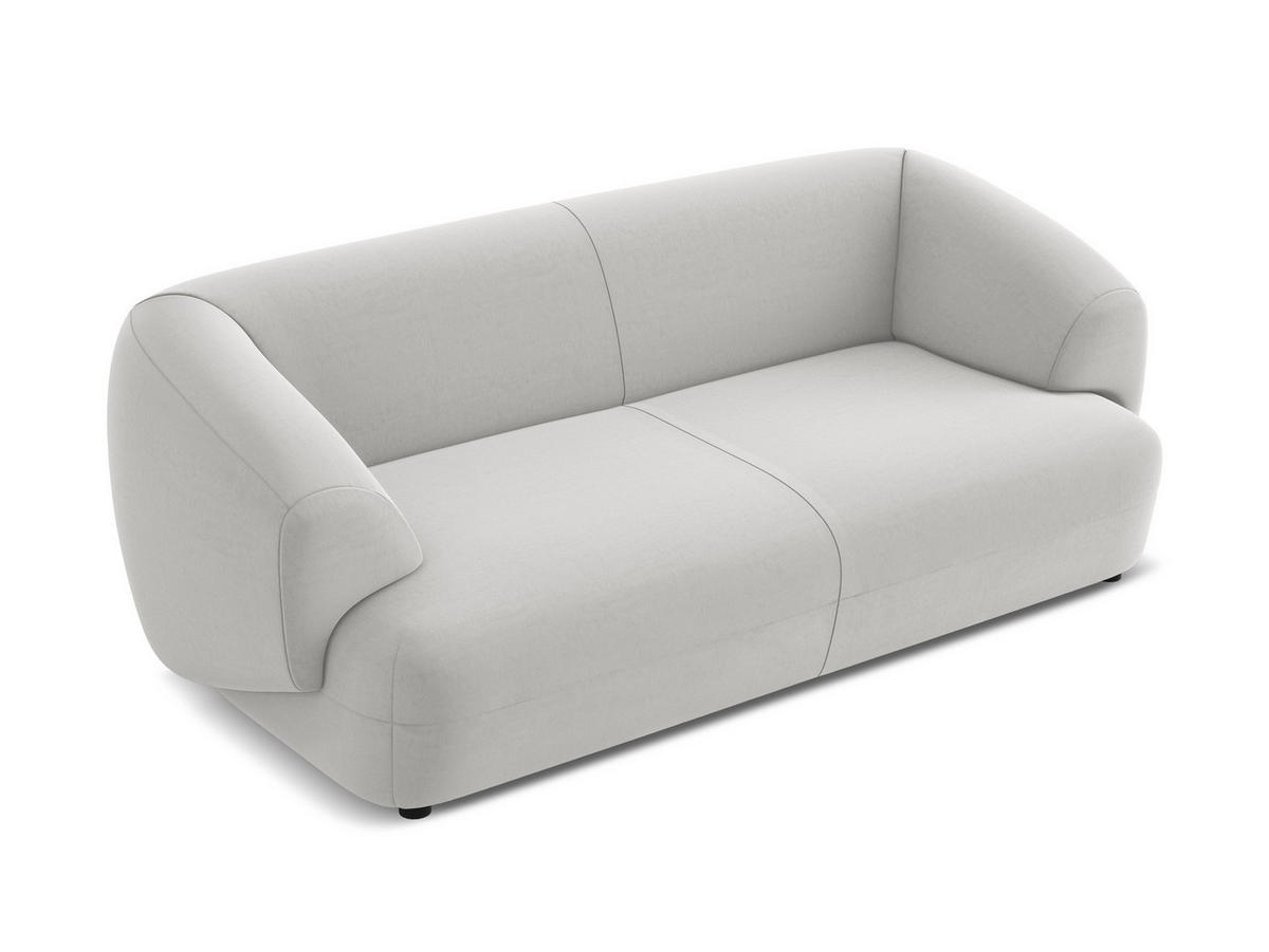 3-SITZER SOFA Samt Stoff Grau - Silberfarben/Schwarz, Kunststoff/Textil (212/81/98cm) - Makamii