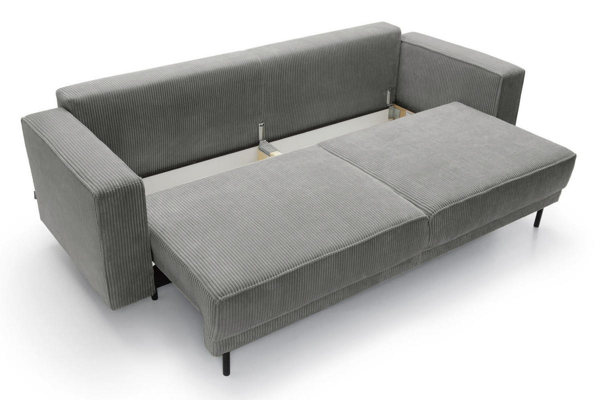 SCHLAFSOFA Rodario Grau Cordbezug - Schwarz/Grau, Textil/Metall (236/95/97cm) - Selsey