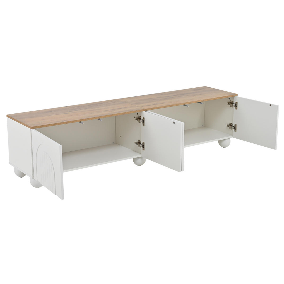 TV-LOWBOARD aus MDF 180x40x45 cm Weiß und Holzoptik mit 4 Türen und Stauraum - Weiß, Holzwerkstoff (180/45/40cm) - IVMEU
