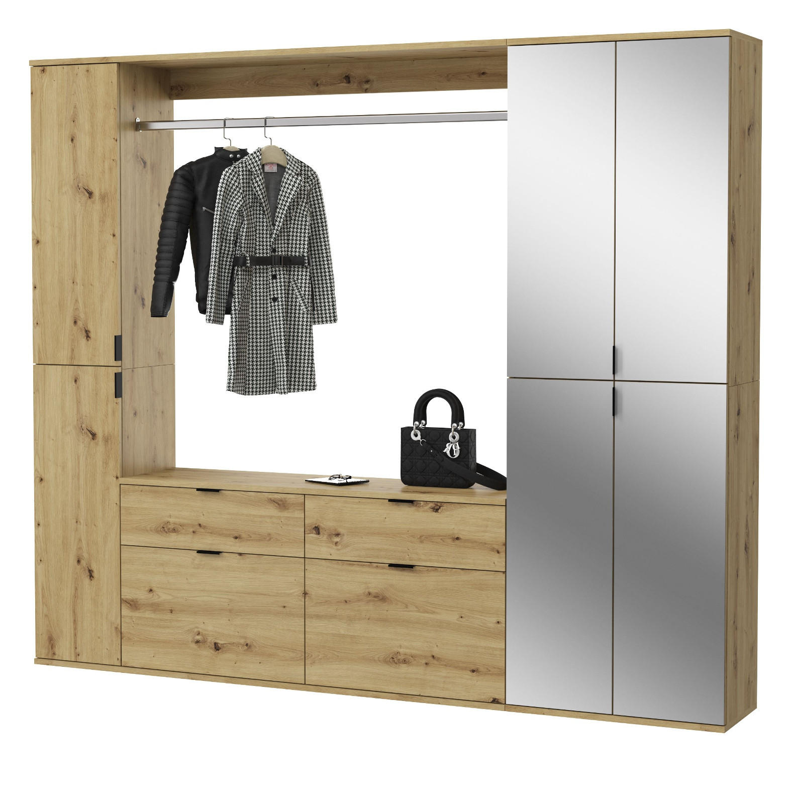 Inn.Furn Garderoben-Set Eiche Artisan 212x193x34 cm