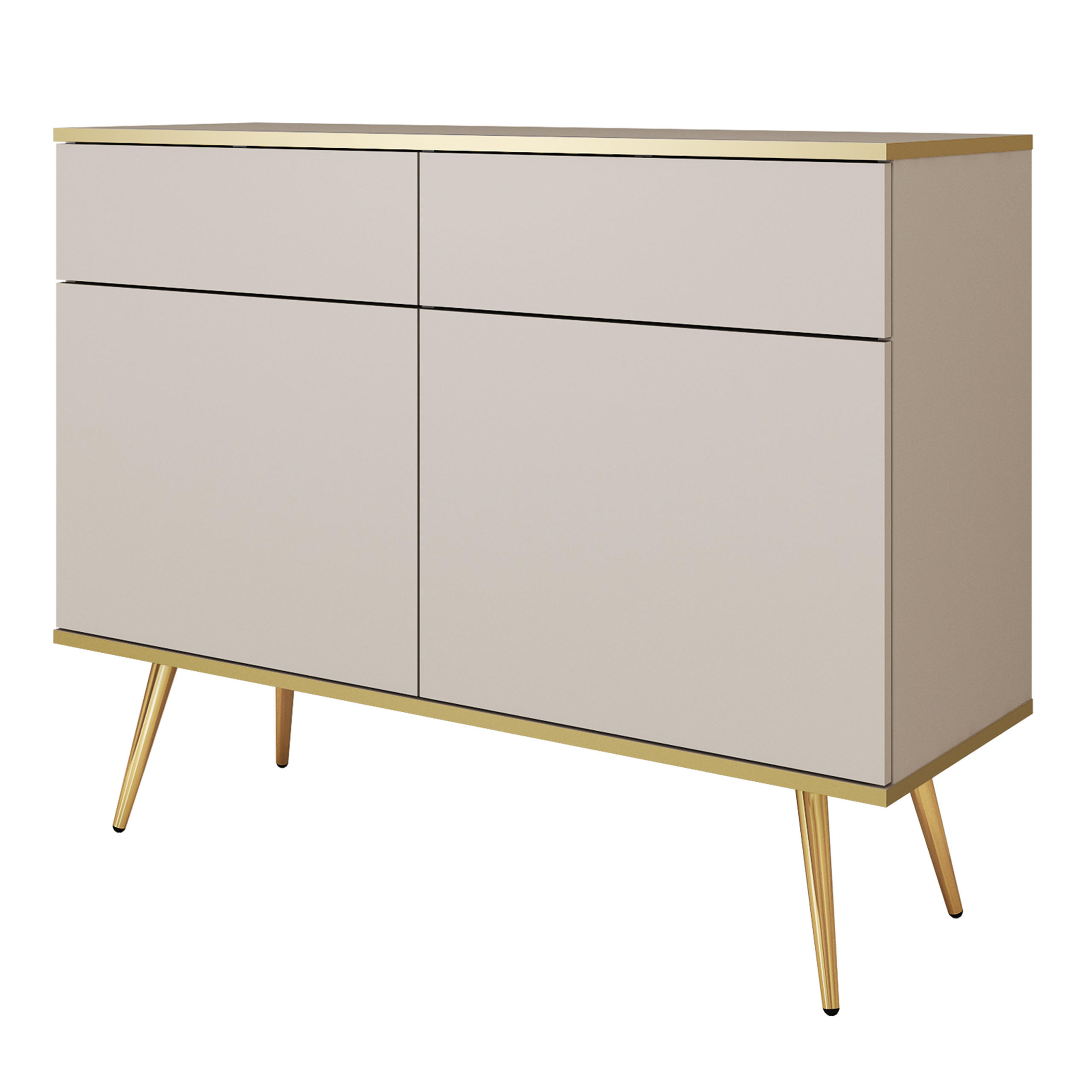 SIDEBOARD VENEZIA 107/85/39cm mit 2 Schubladen 2 Türen Beige - Beige, Holzwerkstoff (107/85/39cm) - MASSENO