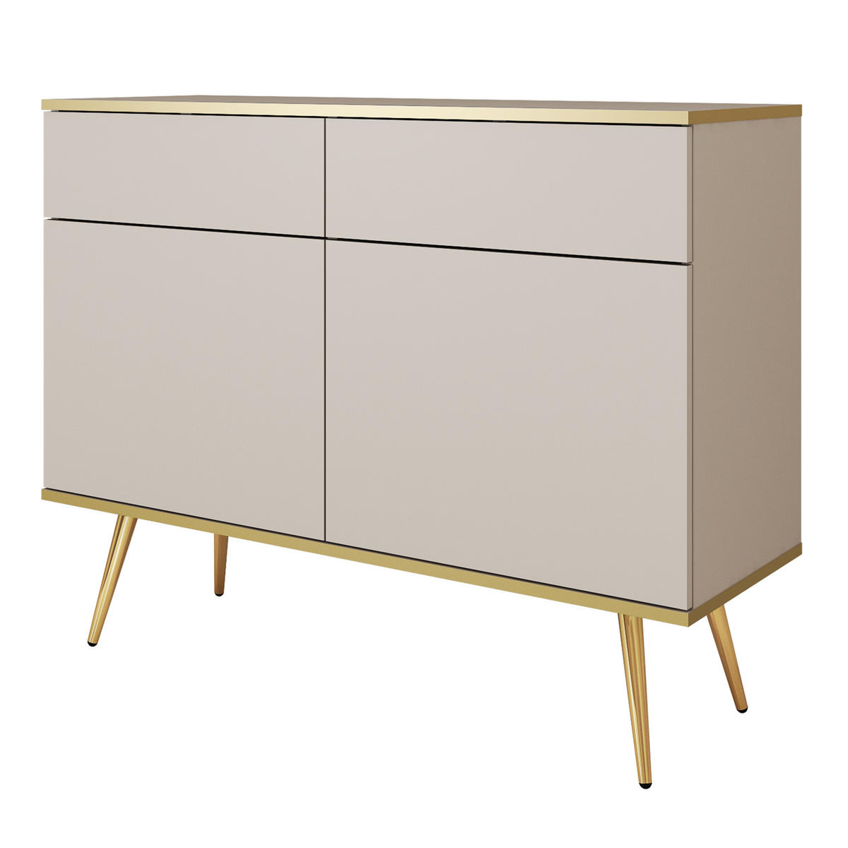 SIDEBOARD VENEZIA 107/85/39cm mit 2 Schubladen 2 Türen Beige - Beige, Holzwerkstoff (107/85/39cm) - MASSENO
