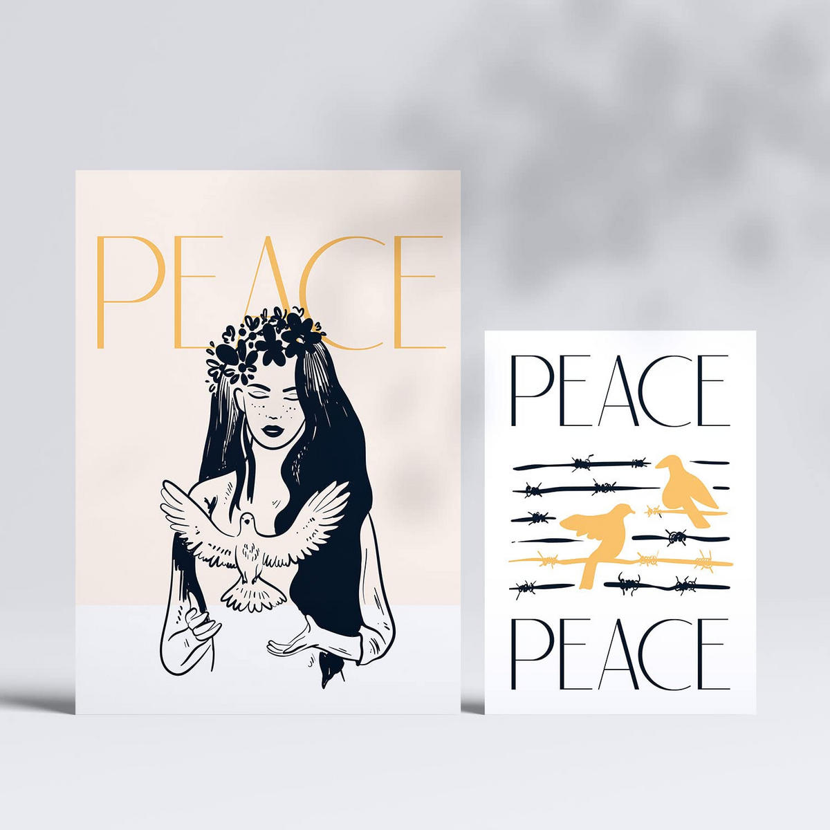 POSTER Set Mit 6 In Schwarzer Tinte Frieden Und Liebe A3 & A4 Rahmenlos - Klar, Papier (29/3cm) - Nacnic