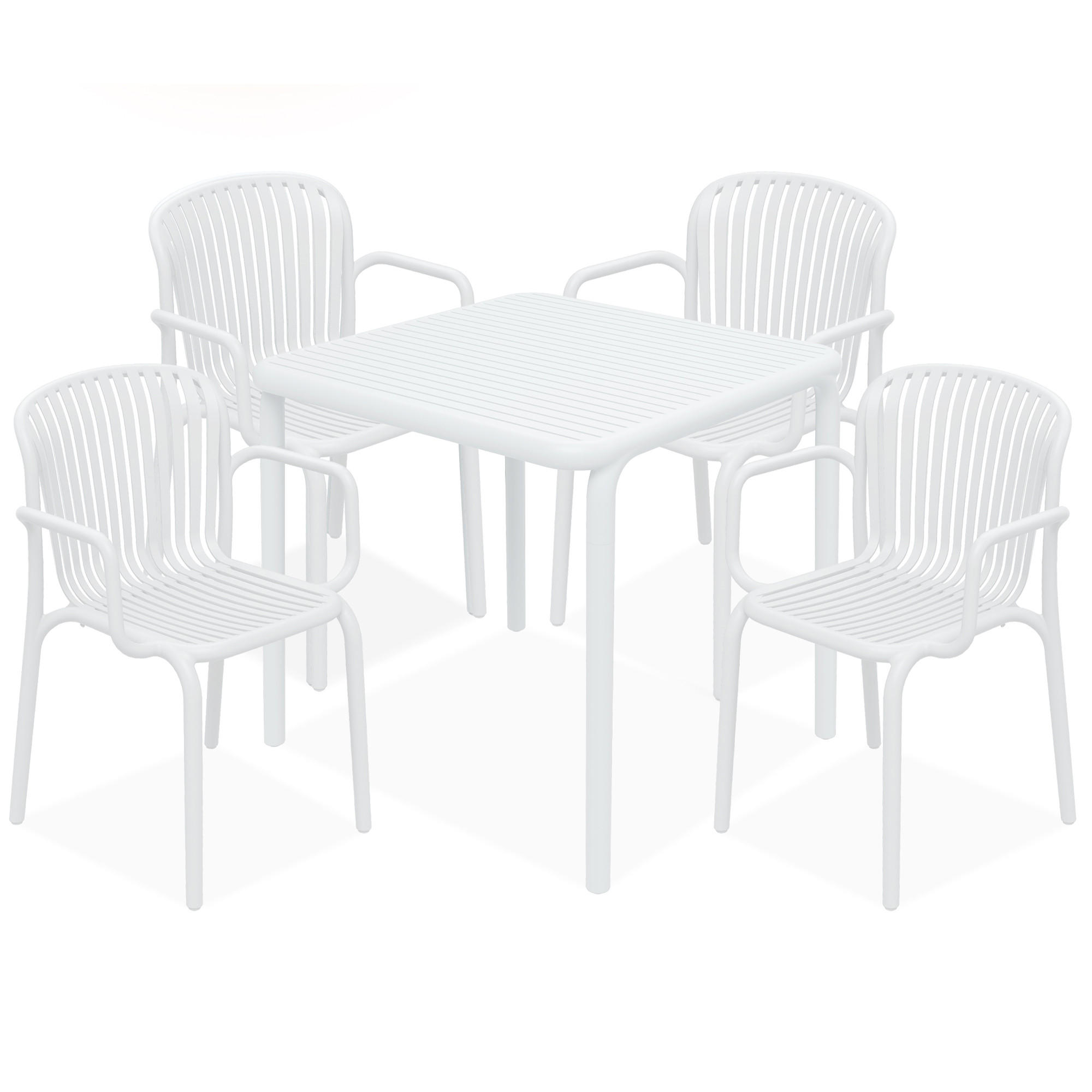 GARTEN ESSGRUPPE FICCARI, Gartenmöbel-Set 5-tlg, Weiß - Weiß, Kunststoff - KONSIMO®
