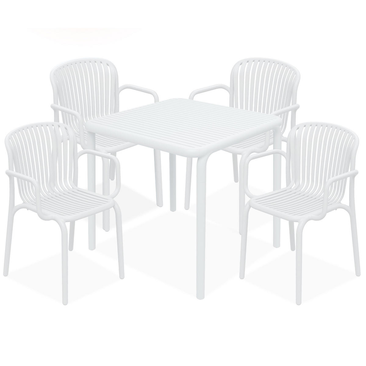 GARTEN ESSGRUPPE FICCARI, Gartenmöbel-Set 5-tlg, Weiß - Weiß, Kunststoff - KONSIMO®