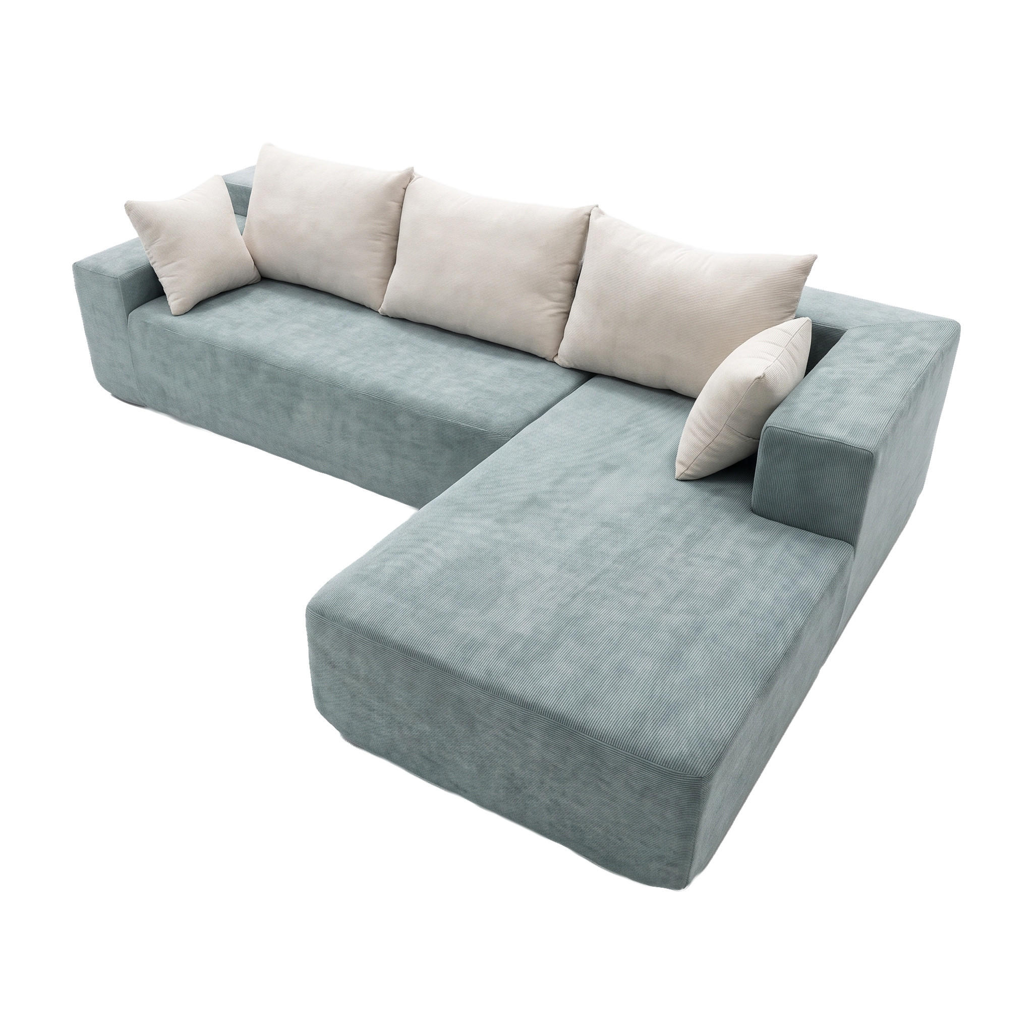 ECKSOFA Luna Salbei Weiß 3-Sitzer Rechts - Salbeigrün, Textil (267/175cm) - COCO Living