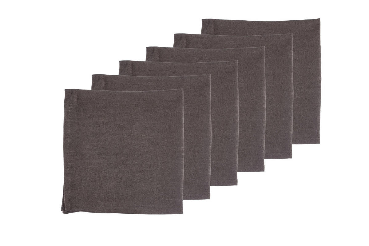 TISCHSERVIETTE - 6er-Set - Leinen und Baumwolle in Schokoladenbraun - Braun, Textil (40/40cm) - Björn