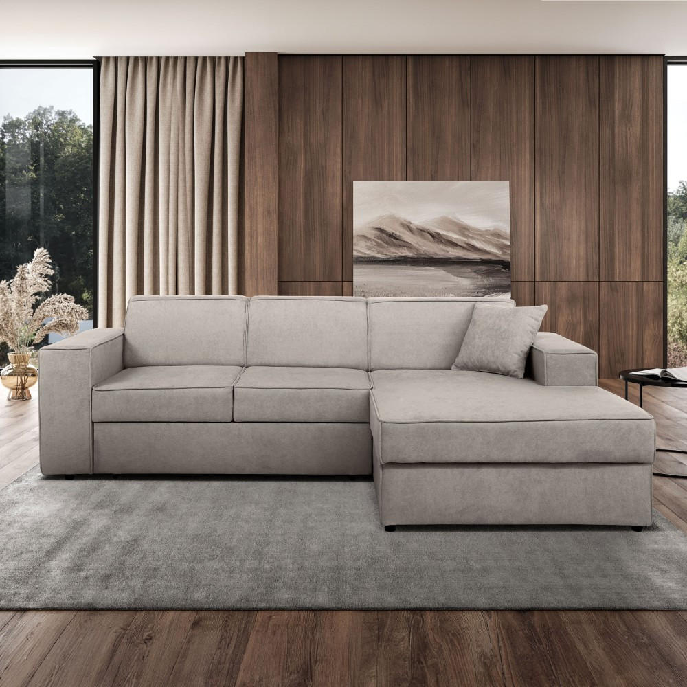 ECKSCHLAFSOFA mit Schlaffunktion Pedro L cappuccino rechts - Schwarz/Cappuccino, Kunststoff/Textil (267/160cm) - Beautysofa