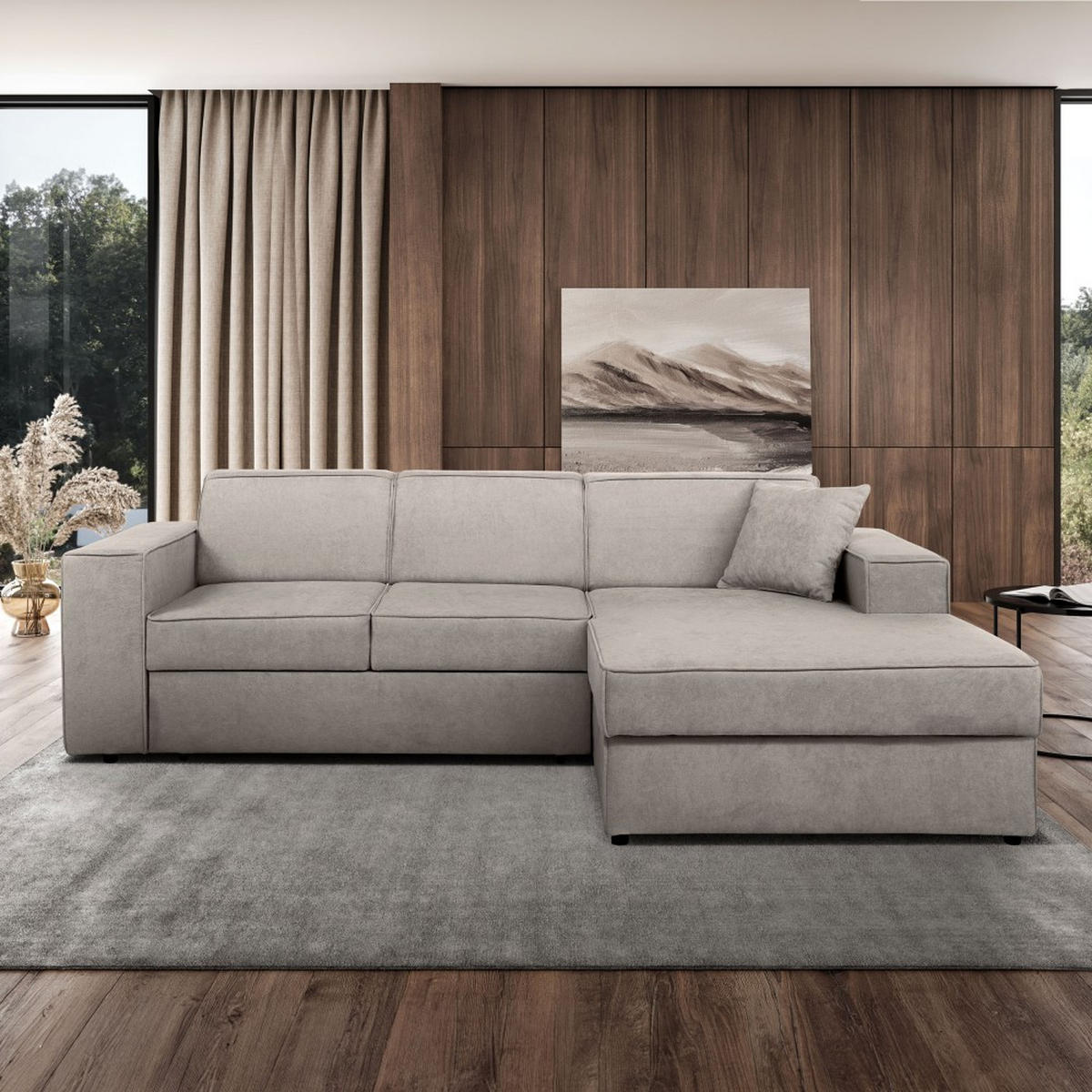 ECKSCHLAFSOFA mit Schlaffunktion Pedro L cappuccino rechts - Schwarz/Cappuccino, Kunststoff/Textil (267/160cm) - Beautysofa